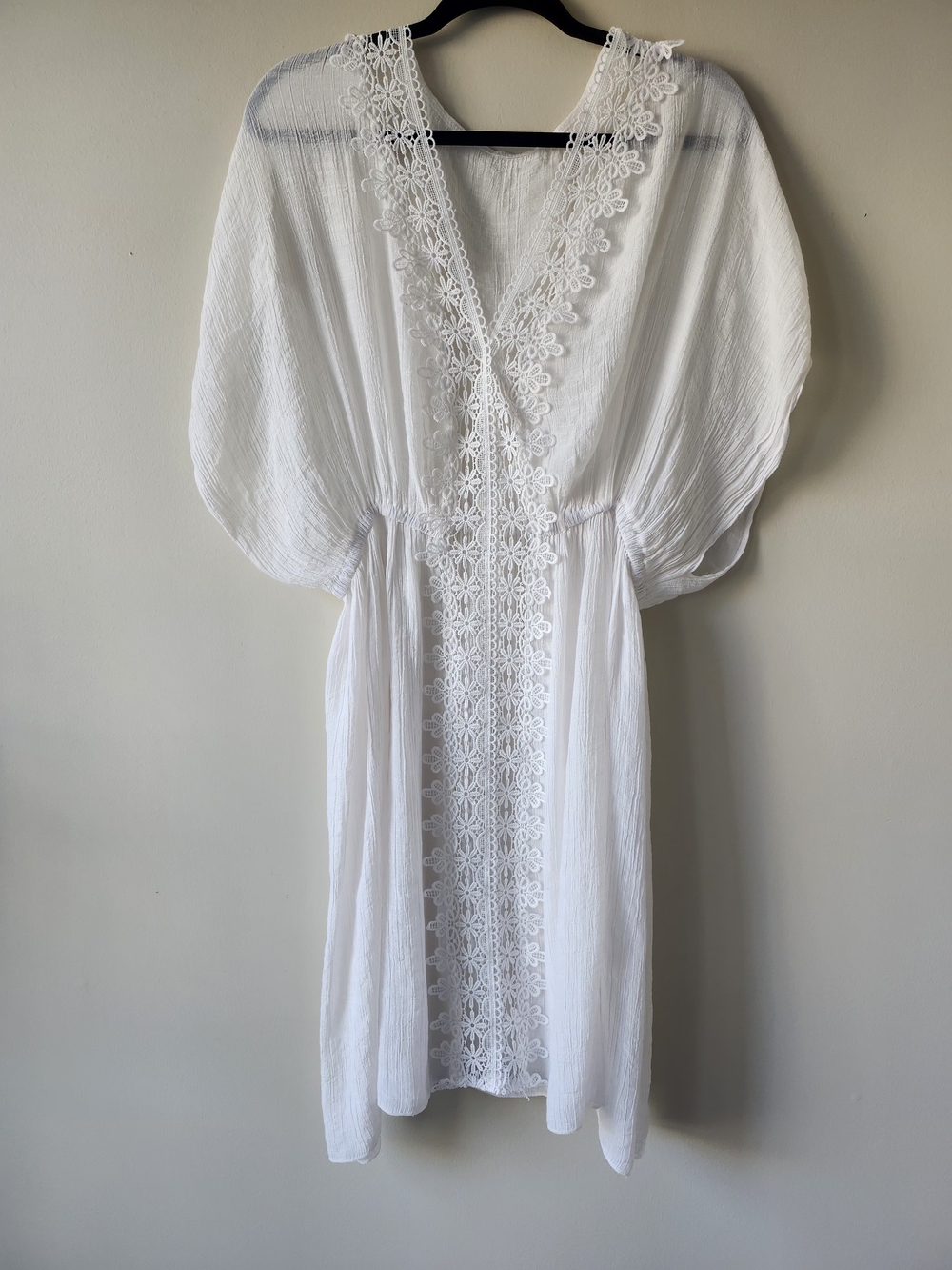 Coral Bay White Lace-Trim V-Neck Swim Coverup